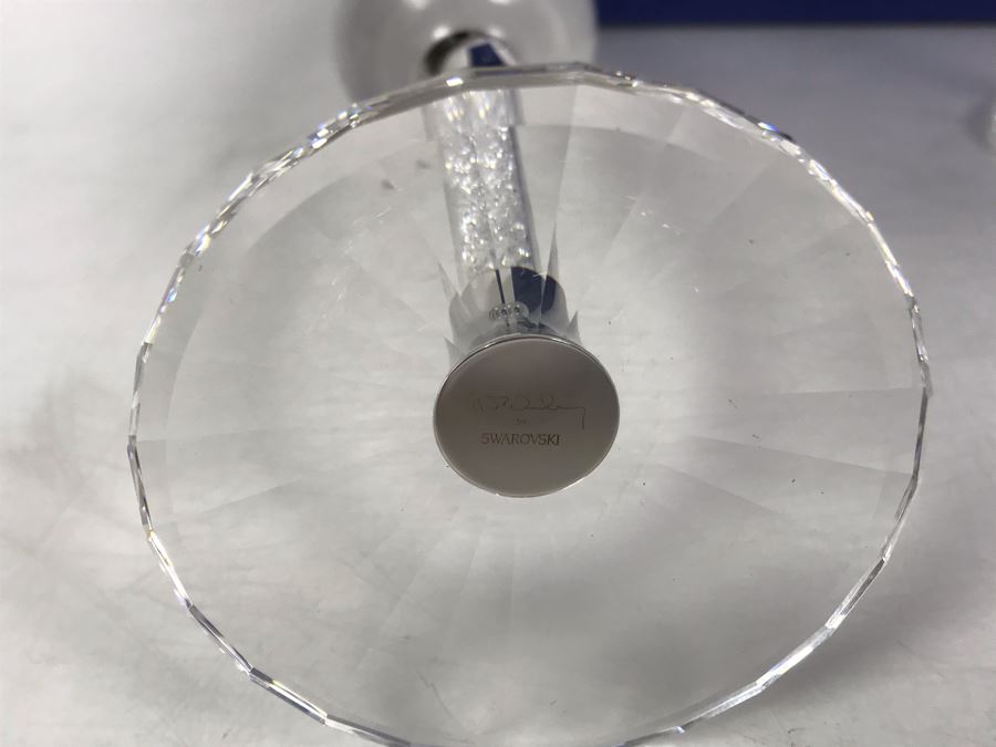 Steven Weinberg For Swarovski Crystal Crystalline Toasting Flutes Champagne Stemware Glasses With Original Box Retails $399 [Photo 10]