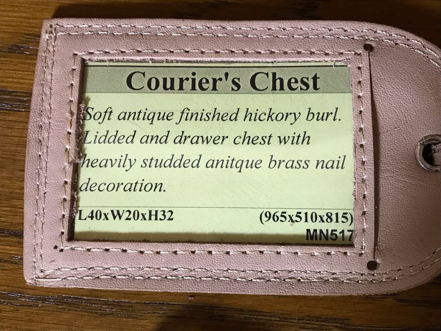 Monarch Fine Furniture For Century Impressive Courier's Chest Soft Antique Finished Hickory Burl Lidded And Drawer Chest Heavily Studded With Brass Nailheads 40W X 20D X 32H Retails $2,760 [Photo 7]