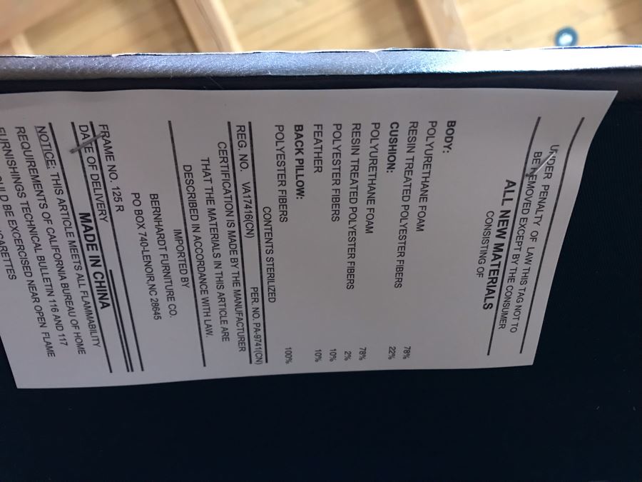 Bernhardt Furniture Leather Reclining Armchair With Brass Nailheads 36W X 36D X 40H Retails $1,110 [Photo 10]