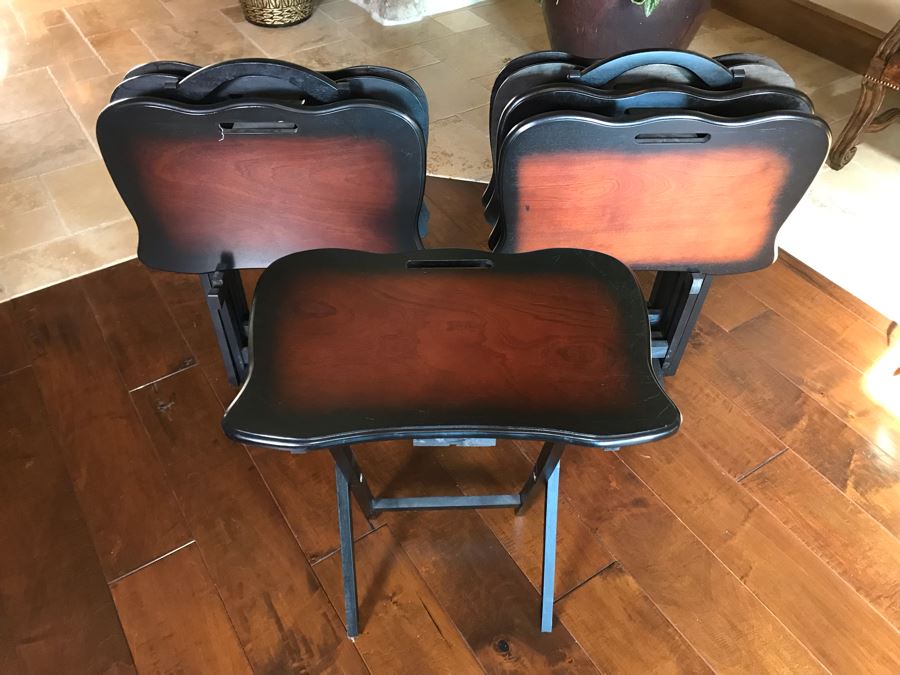 Set Of Two Folding TV Tray Sets With Racks (Total Of Eight TV Trays With Two Racks) 24W X 15D X 25H [Photo 6]
