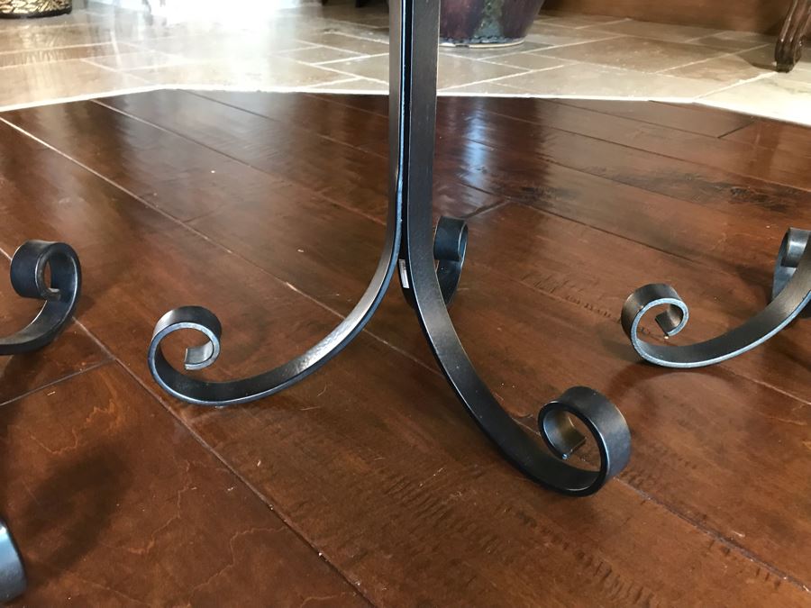 Set Of Three Graduated Metal And Glass Floor Candle Holders Tallest 40H, Smallest 28H [Photo 7]