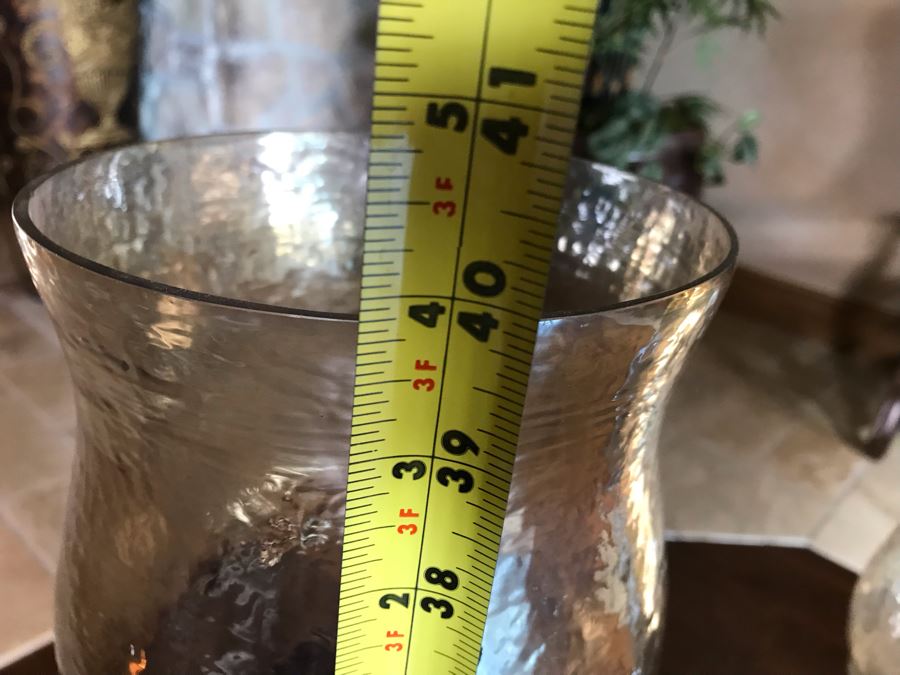 Set Of Three Graduated Metal And Glass Floor Candle Holders Tallest 40H, Smallest 28H [Photo 8]