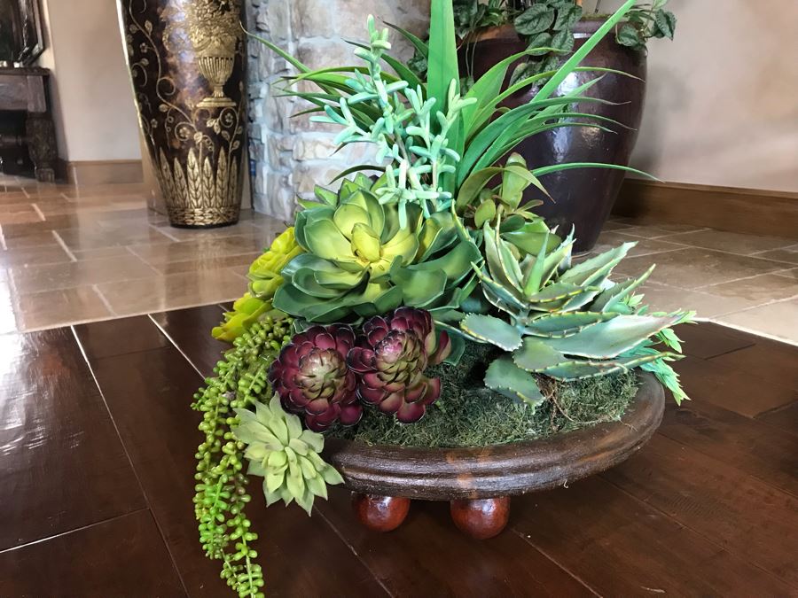 Artificial Succulents Arrangement In Footed Planter 21W X 24H [Photo 2]