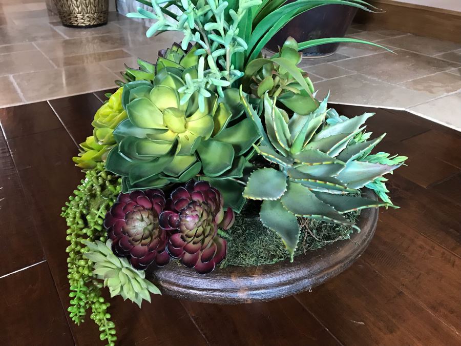 Artificial Succulents Arrangement In Footed Planter 21W X 24H [Photo 3]