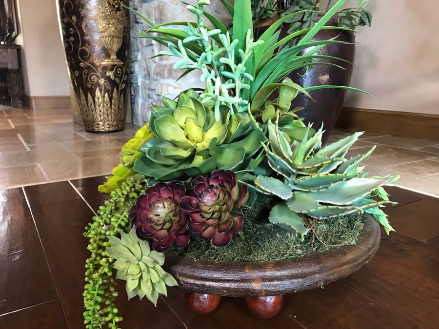 Artificial Succulents Arrangement In Footed Planter 21W X 24H