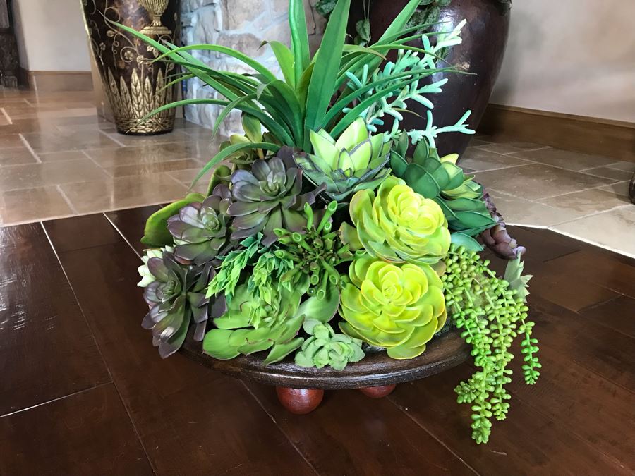 Artificial Succulents Arrangement In Footed Planter 21W X 24H [Photo 4]