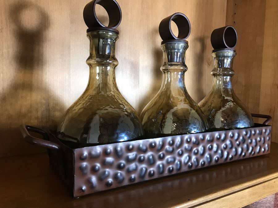 John-Richard Set Of Three Mercury Bottles With Tray Retails $340 [Photo 4]