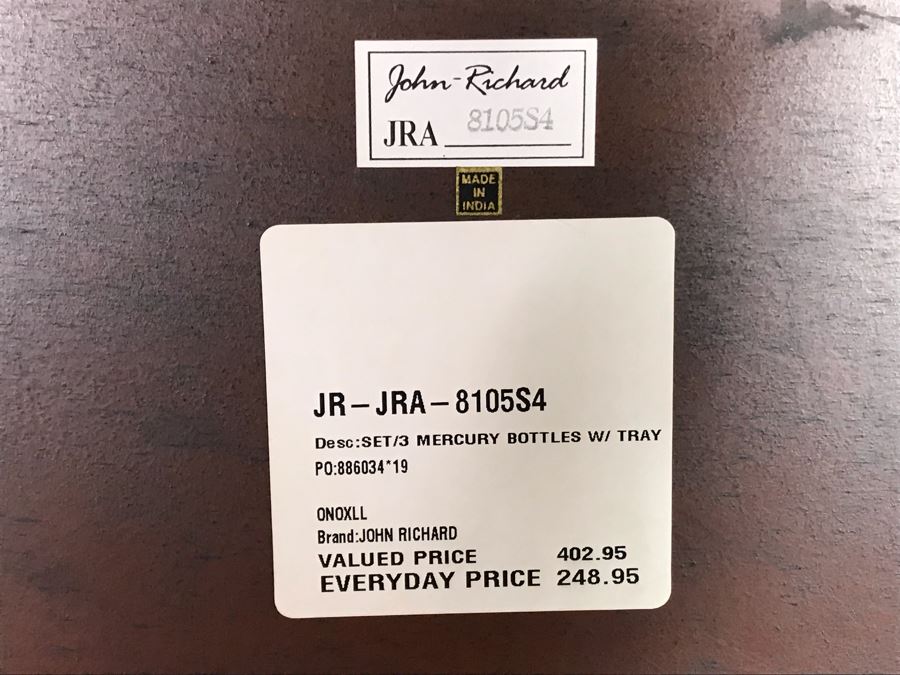 John-Richard Set Of Three Mercury Bottles With Tray Retails $340 [Photo 9]