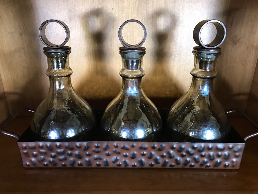 John-Richard Set Of Three Mercury Bottles With Tray Retails $340 [Photo 3]