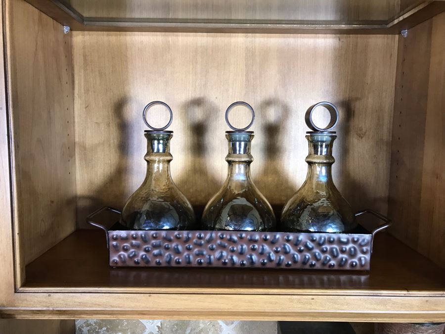 John-Richard Set Of Three Mercury Bottles With Tray Retails $340 [Photo 2]