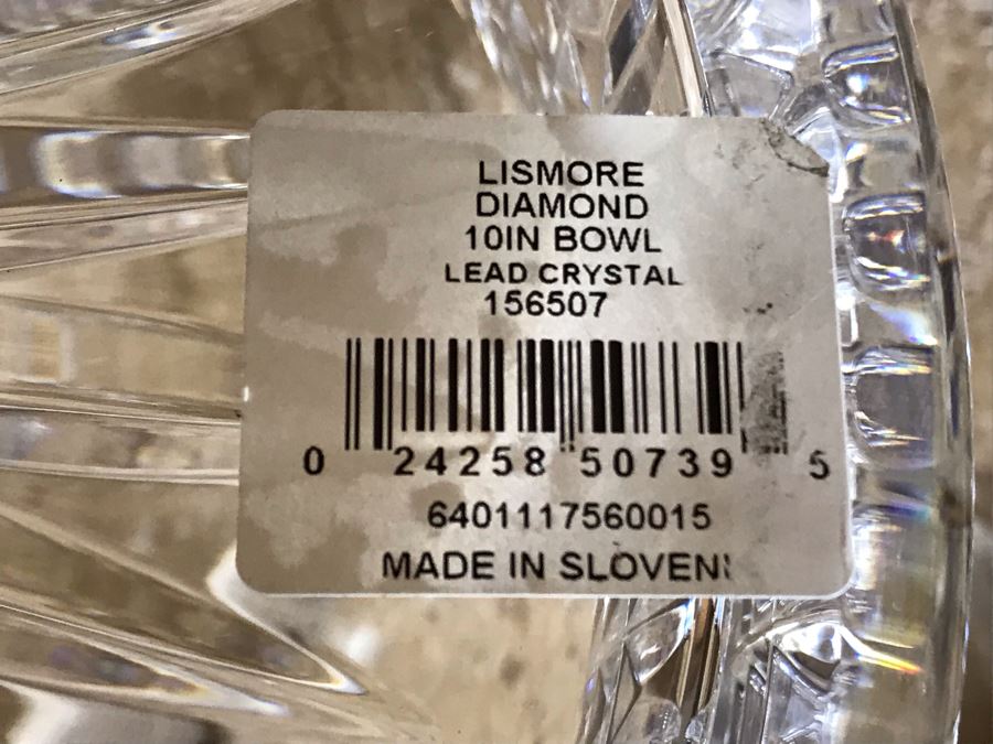 New Waterford Crystal Lisomore Diamond 10in Lead Crystal Bowl With Original Tags Retails $350 [Photo 9]