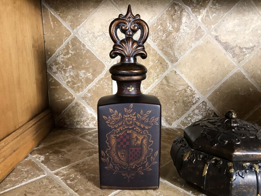 Decorative Ceramic Faux Decanter 14H And Lidded Box 9W [Photo 2]