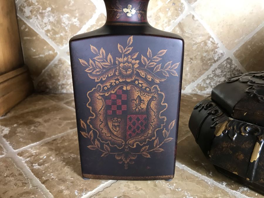 Decorative Ceramic Faux Decanter 14H And Lidded Box 9W [Photo 3]