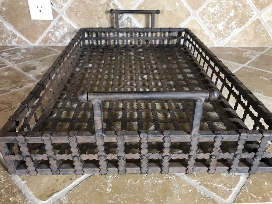 Rustic Metal Tray With Handles 22W X 14D X 5H [Photo 5]