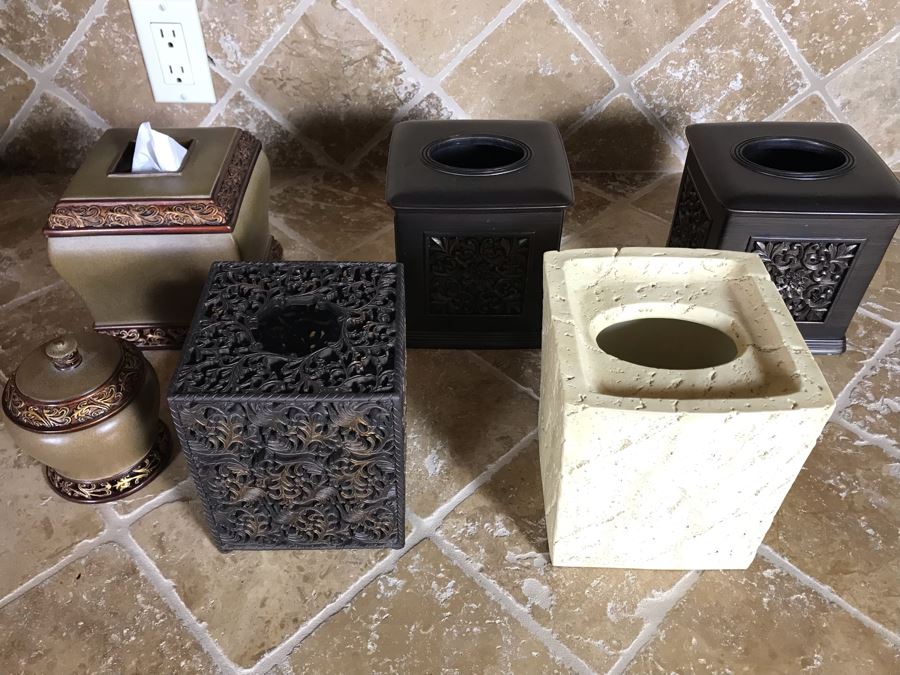 Set Of Five Tissue Box Covers And Lidded Jar [Photo 2]