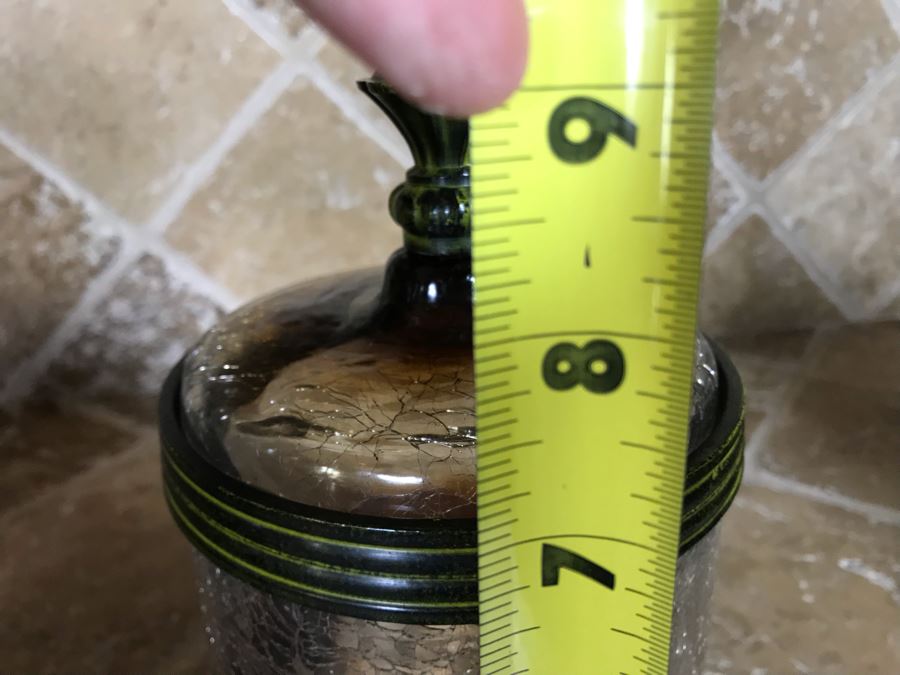 Uttermost Crackled Glass Metal Footed Jars (Two With Lids) Large Is 10H, Small Is 9H [Photo 11]