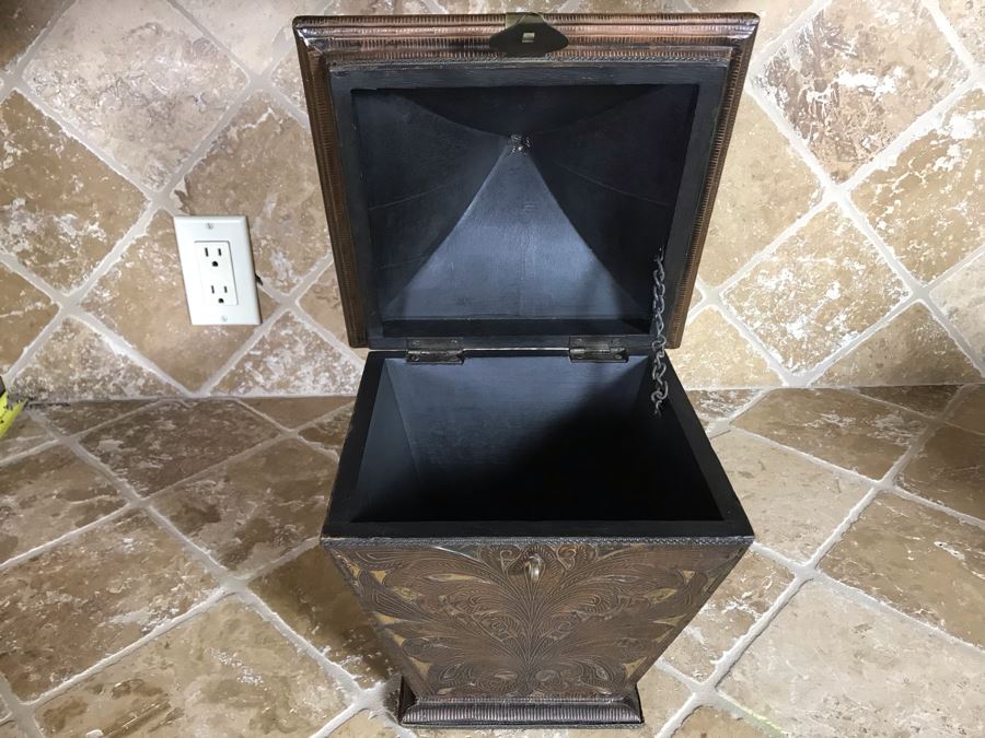 Copper And Brass Decorative Hinged Box 10W X 10D X 13H [Photo 6]