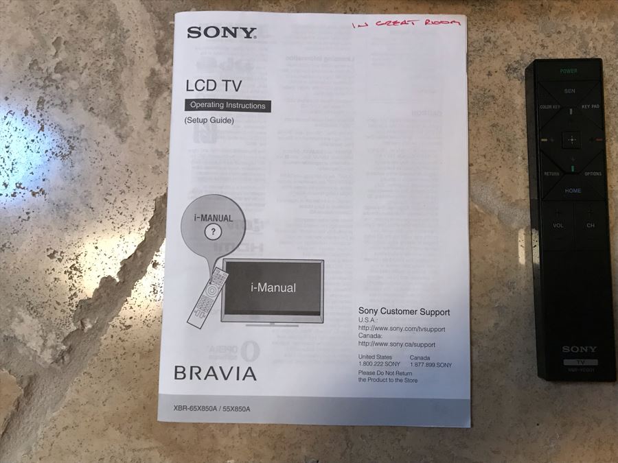 SONY BRAVIA 65' LCD TV Model XBR-65X850A With TV Stand, Four 3-D Glasses And Remote Control [Photo 18]