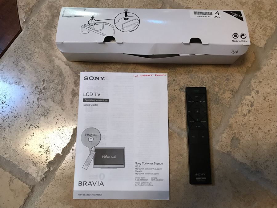 SONY BRAVIA 65' LCD TV Model XBR-65X850A With TV Stand, Four 3-D Glasses And Remote Control [Photo 17]