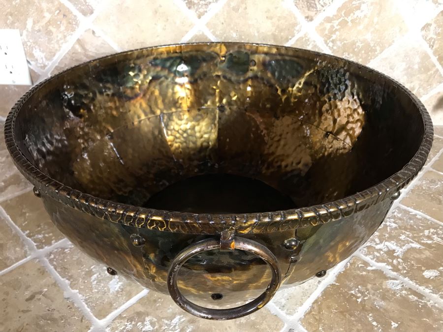 Metal Decorative Centerpiece Bowl With Ring Handles 18W X 9H [Photo 5]