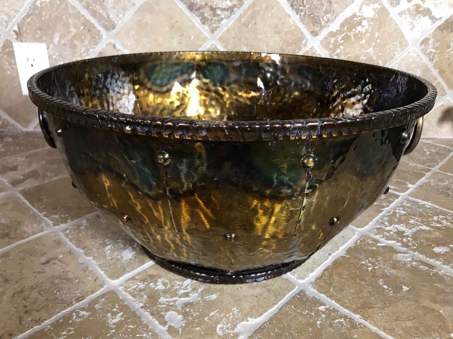 Metal Decorative Centerpiece Bowl With Ring Handles 18W X 9H [Photo 1]