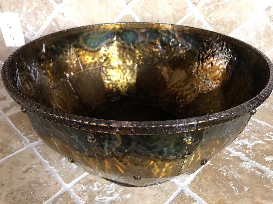 Metal Decorative Centerpiece Bowl With Ring Handles 18W X 9H [Photo 3]