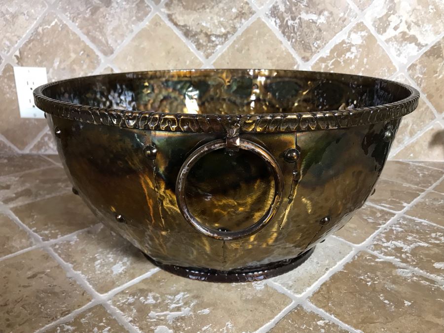 Metal Decorative Centerpiece Bowl With Ring Handles 18W X 9H [Photo 2]