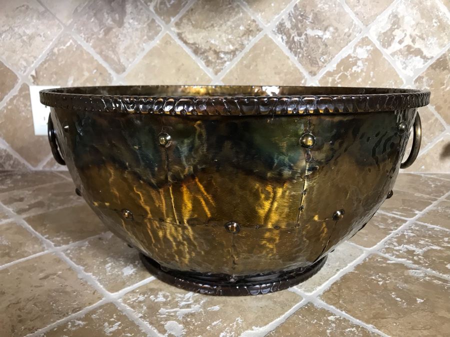 Metal Decorative Centerpiece Bowl With Ring Handles 18W X 9H [Photo 4]