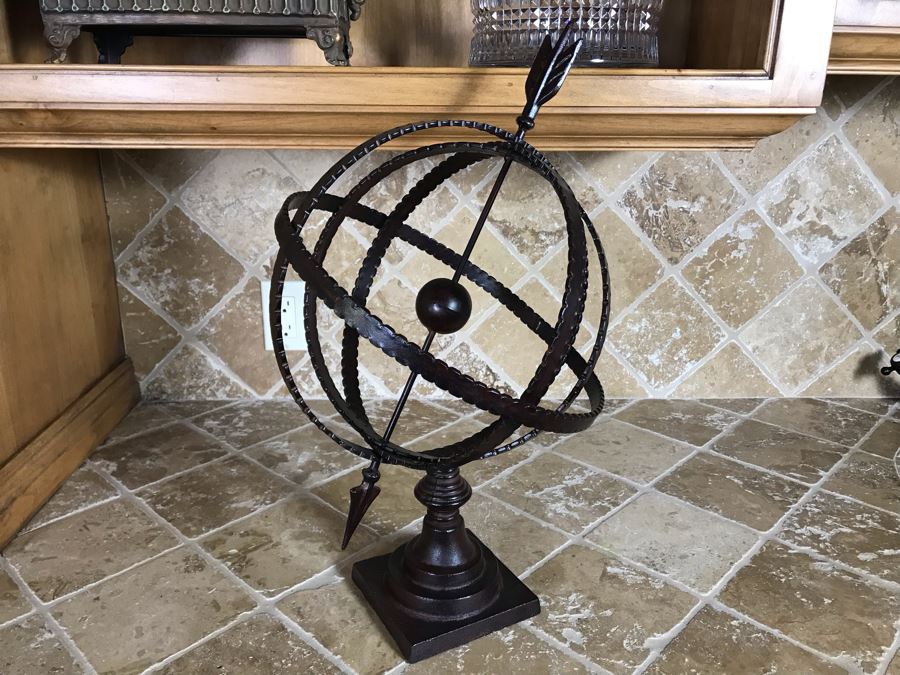 Decorative Metal Arrow Armillary Sphere Sundial 12.5W X 21H Retails $120 [Photo 1]