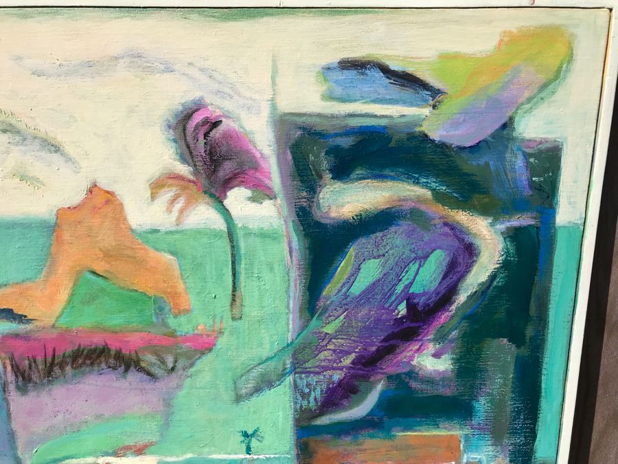 Original Jean Klafs Abstract Expressionist Framed Painting On Canvas 30 X 36 [Photo 4]