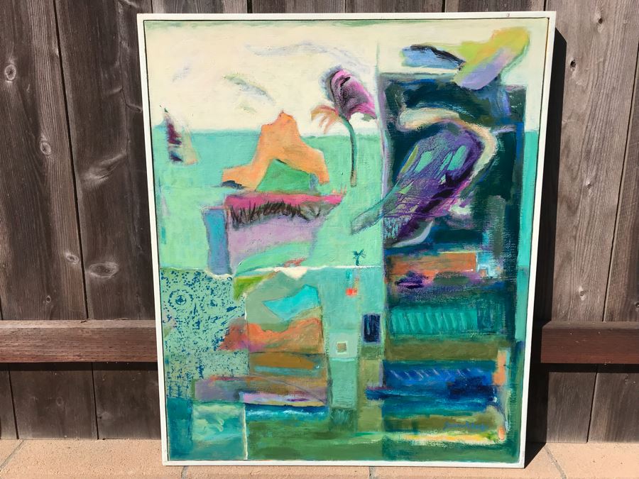 Original Jean Klafs Abstract Expressionist Framed Painting On Canvas 30 X 36 [Photo 1]
