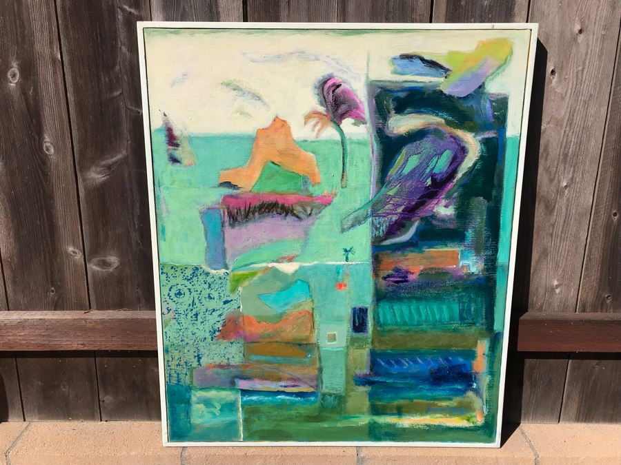 Original Jean Klafs Abstract Expressionist Framed Painting On Canvas 30 X 36 [Photo 2]