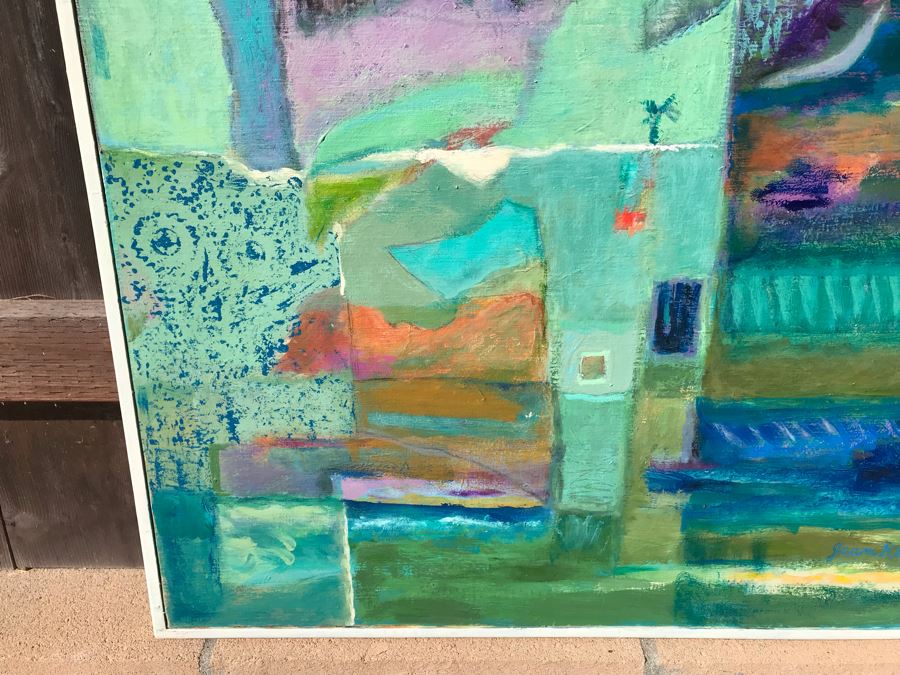 Original Jean Klafs Abstract Expressionist Framed Painting On Canvas 30 X 36 [Photo 6]