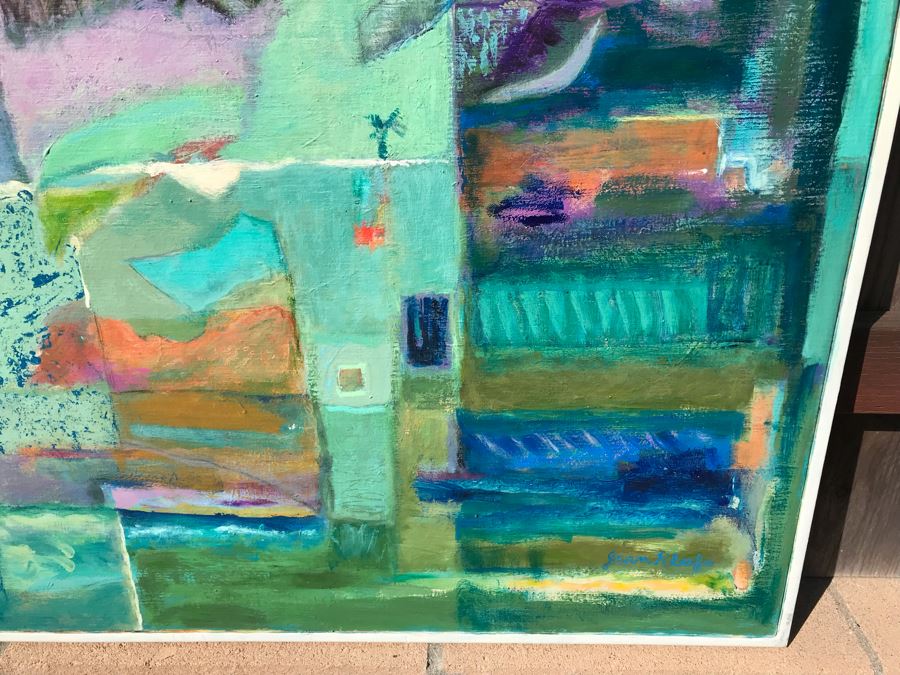Original Jean Klafs Abstract Expressionist Framed Painting On Canvas 30 X 36 [Photo 5]