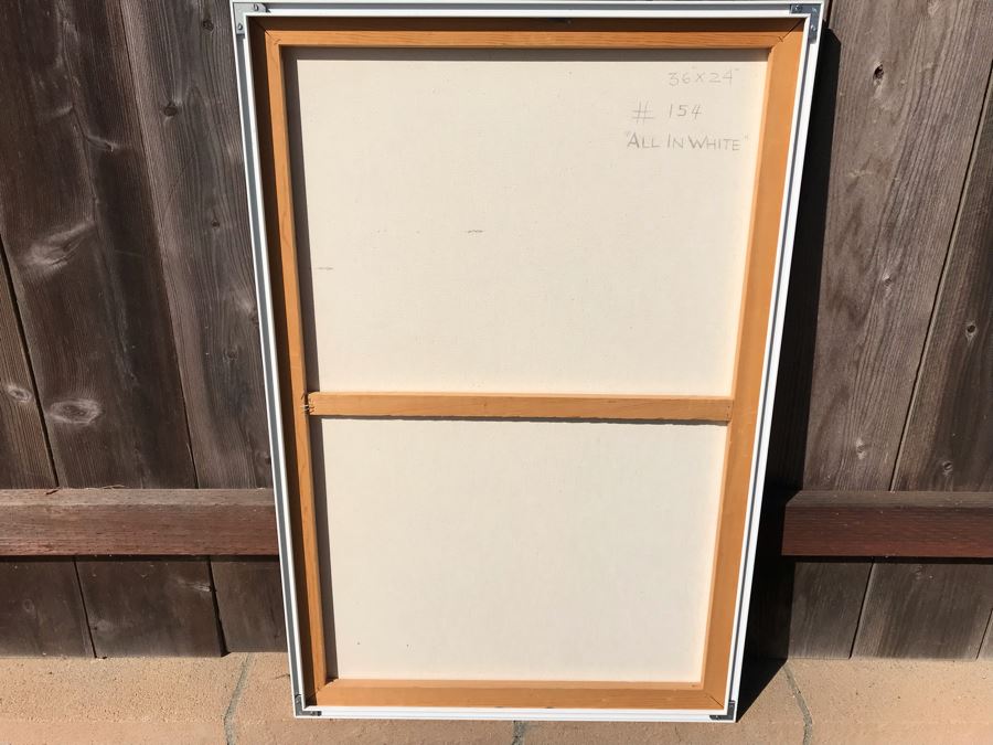 Original Jean Klafs Abstract Expressionist Framed Painting On Canvas Titled 'All In White' 36 X 24 [Photo 9]