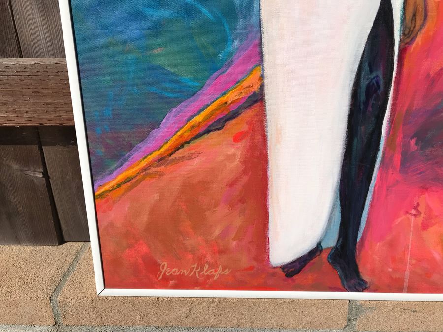 Original Jean Klafs Abstract Expressionist Framed Painting On Canvas Titled 'All In White' 36 X 24 [Photo 7]