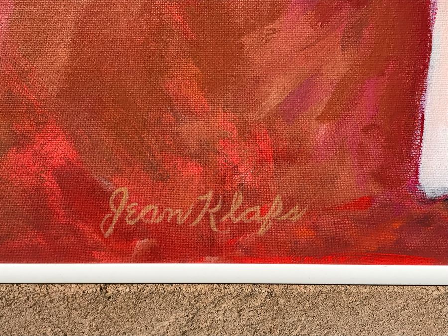 Original Jean Klafs Abstract Expressionist Framed Painting On Canvas Titled 'All In White' 36 X 24 [Photo 8]