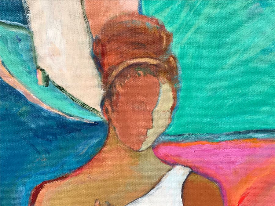 Original Jean Klafs Abstract Expressionist Framed Painting On Canvas Titled 'All In White' 36 X 24 [Photo 4]