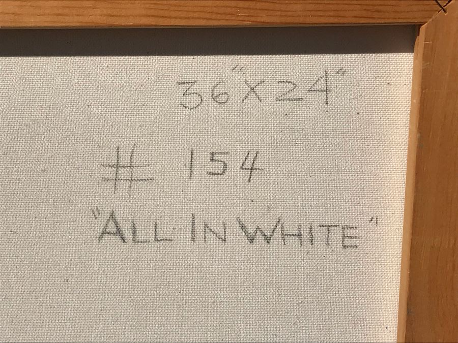 Original Jean Klafs Abstract Expressionist Framed Painting On Canvas Titled 'All In White' 36 X 24 [Photo 10]