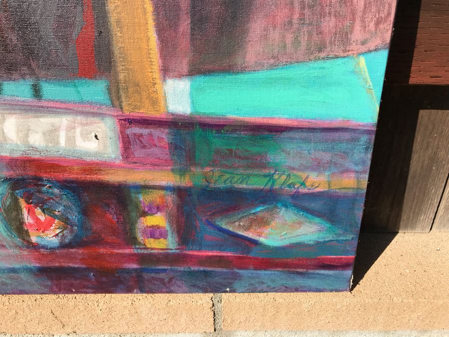Original Jean Klafs Abstract Expressionist Painting On Canvas Titled 'Chinese Junk' 29 X 42 [Photo 3]