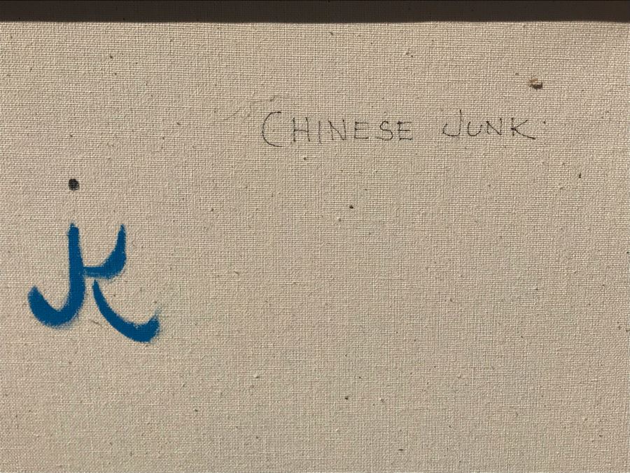 Original Jean Klafs Abstract Expressionist Painting On Canvas Titled 'Chinese Junk' 29 X 42 [Photo 12]