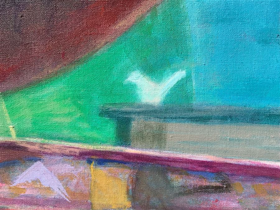 Original Jean Klafs Abstract Expressionist Painting On Canvas Titled 'Chinese Junk' 29 X 42 [Photo 9]