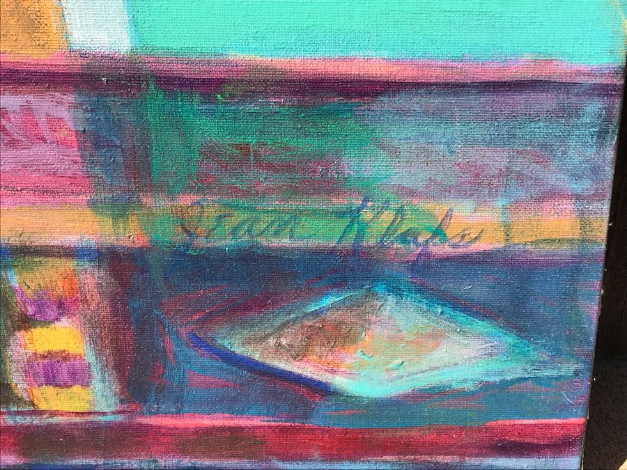 Original Jean Klafs Abstract Expressionist Painting On Canvas Titled 'Chinese Junk' 29 X 42 [Photo 4]