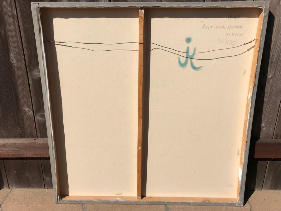 Original Jean Klafs Abstract Expressionist Painting On Canvas Titled 'Antigua Woman' 36 X 36 [Photo 8]