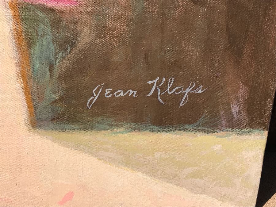 Original Jean Klafs Abstract Expressionist Painting On Canvas Titled 'Antigua Woman' 36 X 36 [Photo 7]