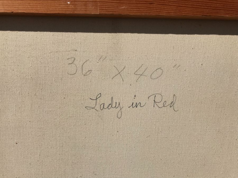Original Jean Klafs Abstract Expressionist Painting On Canvas Titled 'Lady In Red' 36 X 40 [Photo 12]