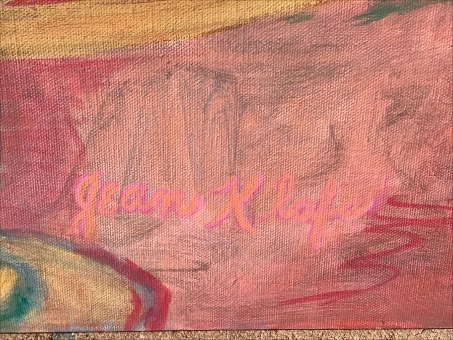 Original Jean Klafs Abstract Expressionist Painting On Canvas Titled 'Lady In Red' 36 X 40 [Photo 9]