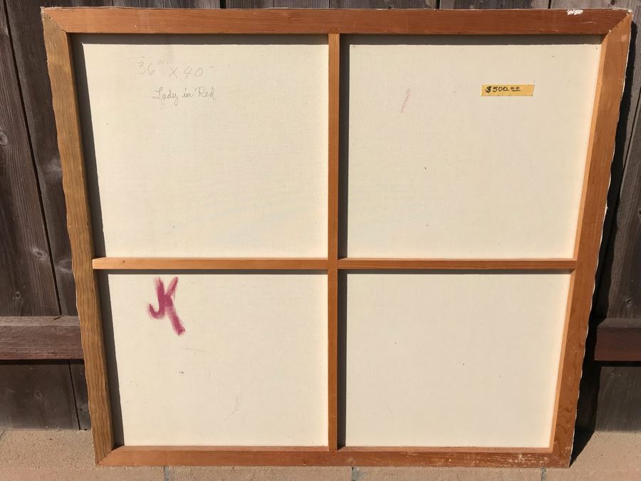 Original Jean Klafs Abstract Expressionist Painting On Canvas Titled 'Lady In Red' 36 X 40 [Photo 10]