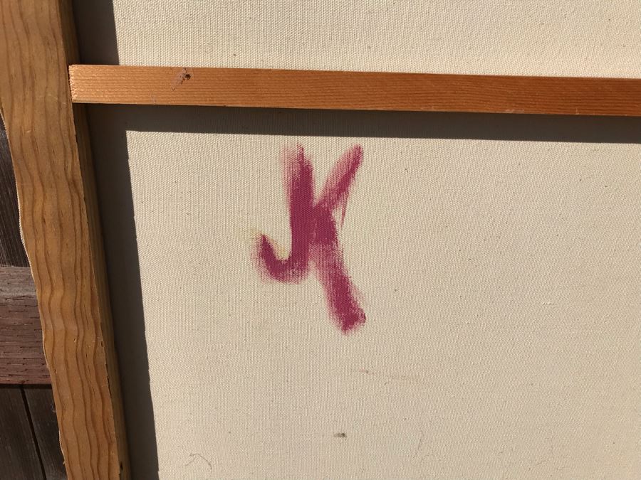 Original Jean Klafs Abstract Expressionist Painting On Canvas Titled 'Lady In Red' 36 X 40 [Photo 11]