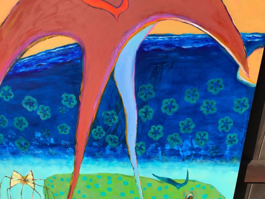 Original Jean Klafs Abstract Expressionist Painting On Canvas Titled 'Ribbon Tail' 48 X 36 [Photo 7]